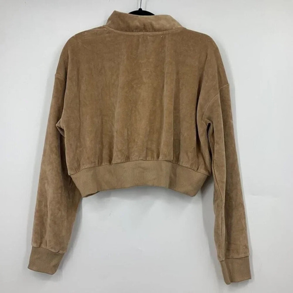 Abound‎ Women's Cropped Crushed Velour 1/4 Zip Long Sleeve Pullover Size L NWT - Picture 2 of 9